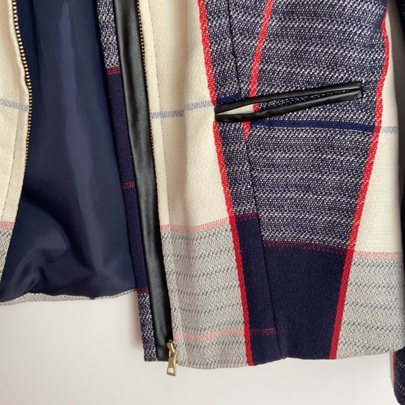 MERONA XS Preppy Blazer Jacket Gold zipper Pockets business checker coat - Picture 5 of 8